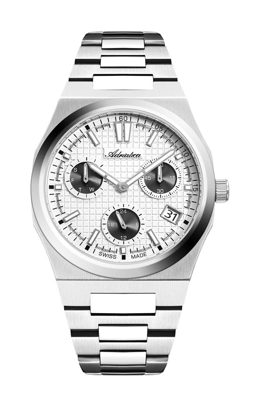 Adriatica Chrono Acciaio  Vetro zaffiro, impermeabile 5 atm , diametro della cassa: 40 mm